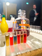 Experiment demonstrating pH-dependent color changes using household ingredients showcased through an absorption spectrometer